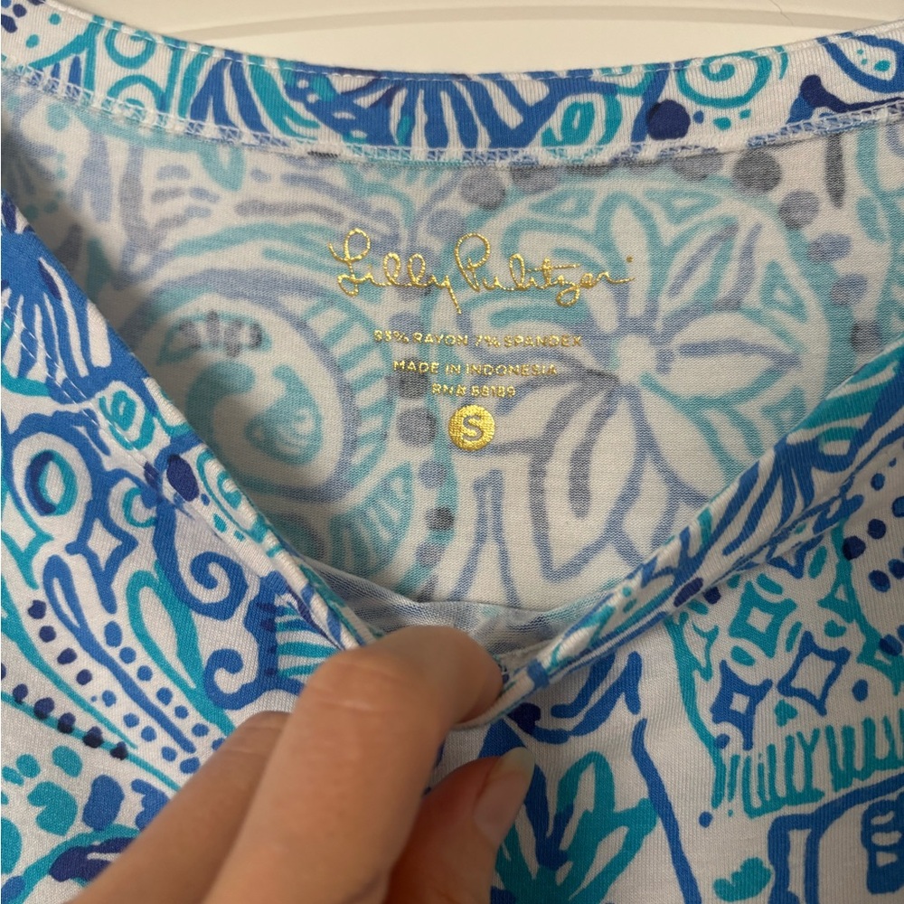 Lilly Pulitzer Blue and White Long Sleeve Dress - Picture 5 of 8